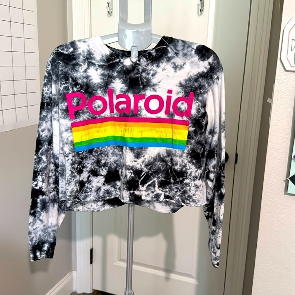 Vintage Polaroid crinkle tie dye Tee Women’s Sz L